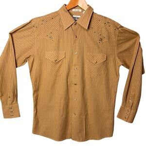Franky Max Mens Western Shirt Embroidered Pearl Snap Buttons Size L Festival